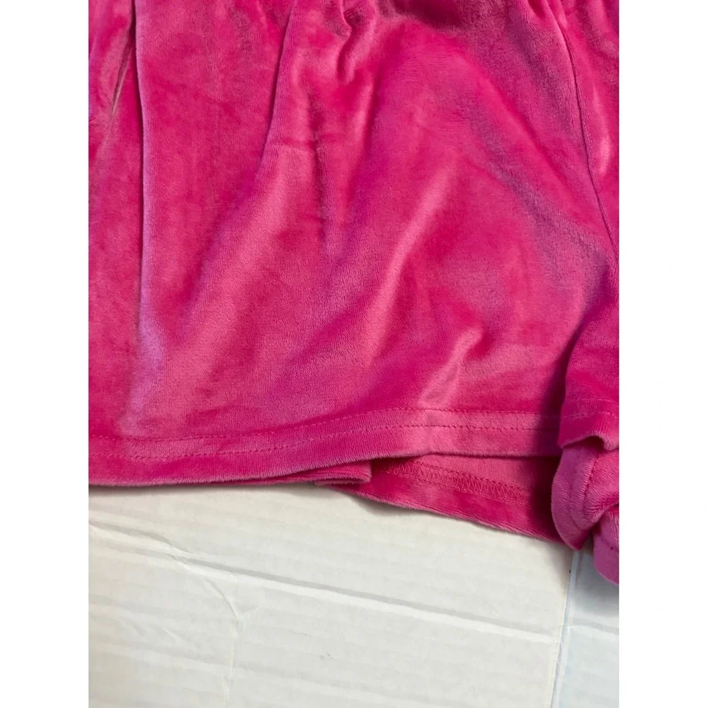 Juicy Couture Womens Hot Pink Velour Rhinestone Heart Pajama Lounge Set‎ Small